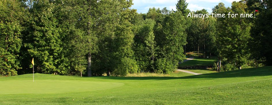 Picturesque nine hole golf course in Lanark Ontario, near Perth and Ottawa - tree lined fairways, meandering creek and challenging elevation changes